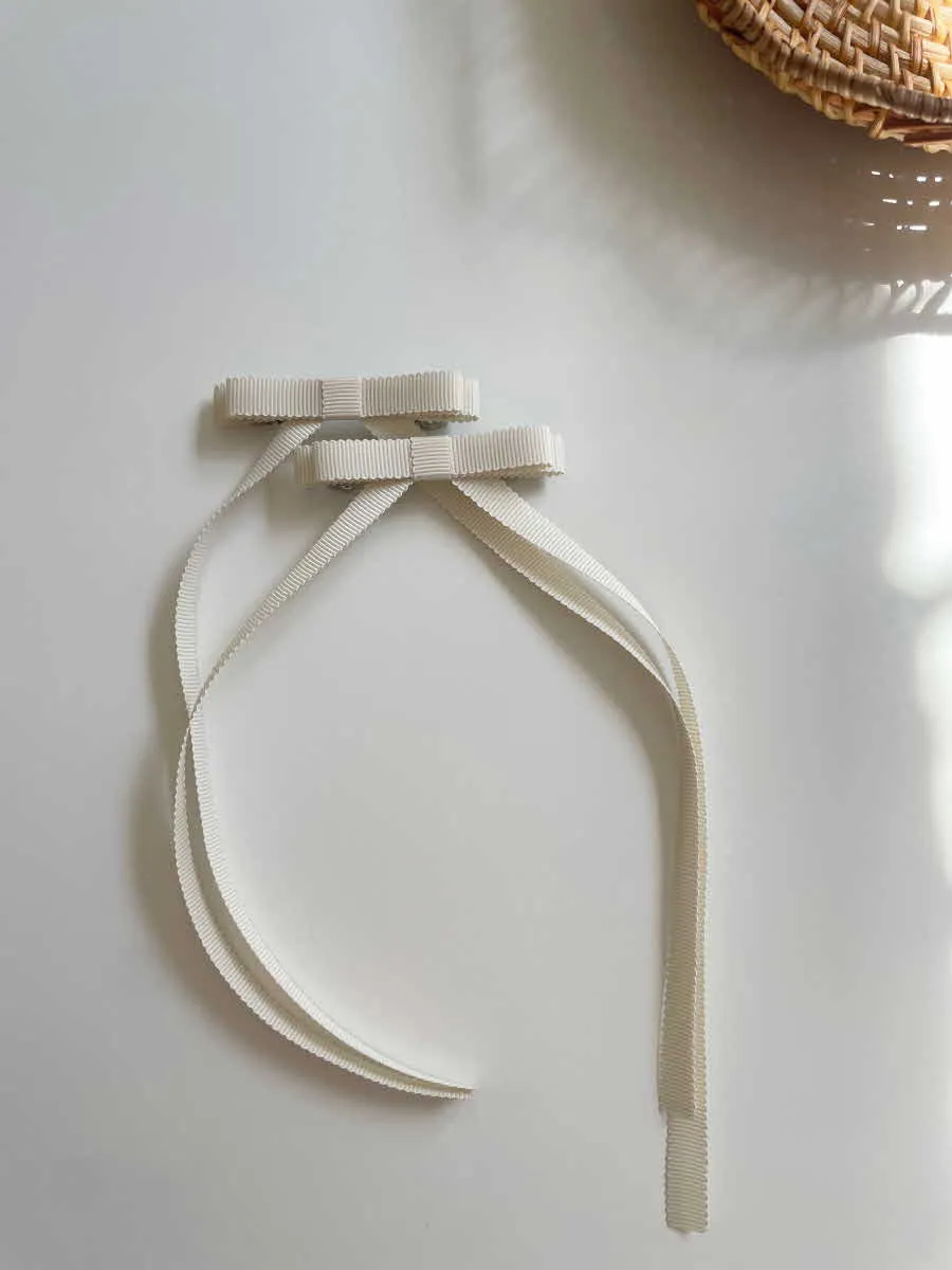 Long tail double bow clip set