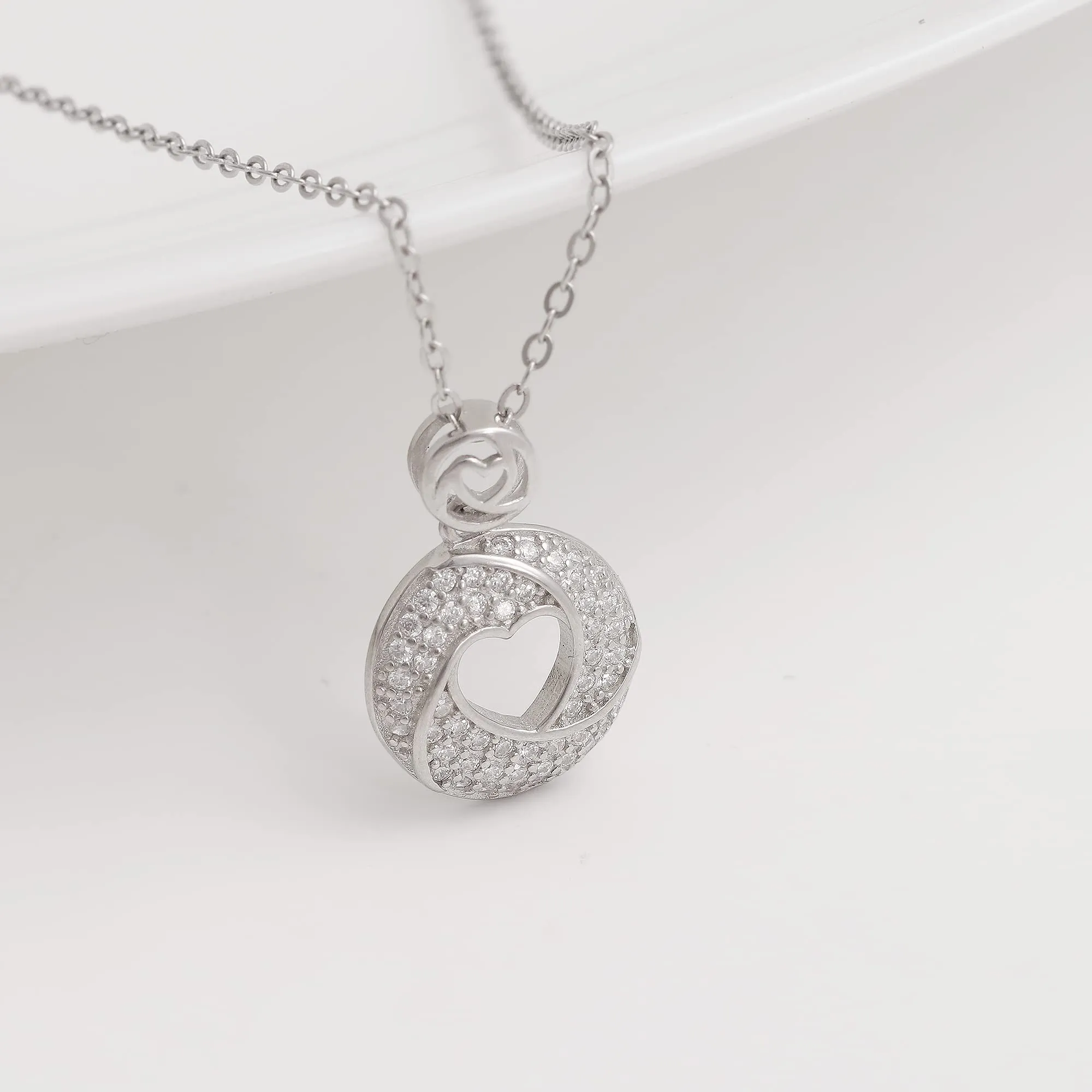 Love Heart Pendant Necklaces Link for Women  Sterling Silver