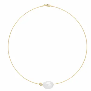 Luster Collection 14KT White Gold  Pearl & Diamonds Pendant Necklace