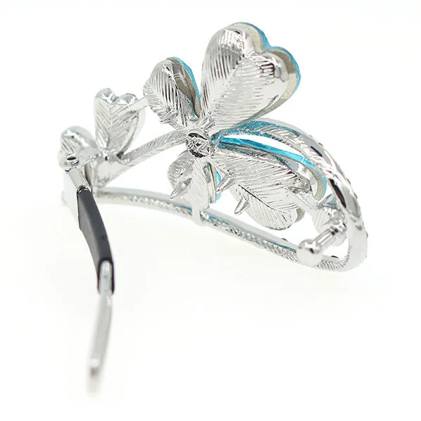 LUX Silver Finish Zircon & Czech Rhinestone Butterfly Hair Clip [pc]