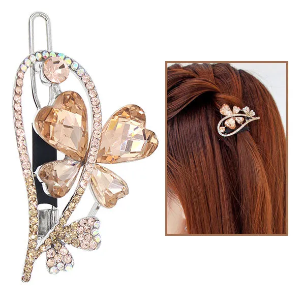 LUX Silver Finish Zircon & Czech Rhinestone Butterfly Hair Clip [pc]