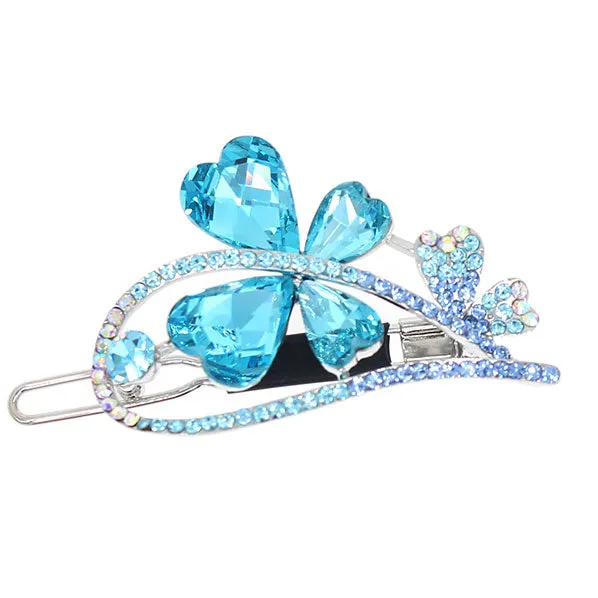 LUX Silver Finish Zircon & Czech Rhinestone Butterfly Hair Clip [pc]
