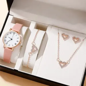 Luxury Women's Quartz Watch & Fashion Bracelet Set | Elegant Leather Analog Wristwatch | Perfect Holiday Gifts