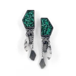 Malachite Stud Earrings with Stone Drops by Sherri Pelican