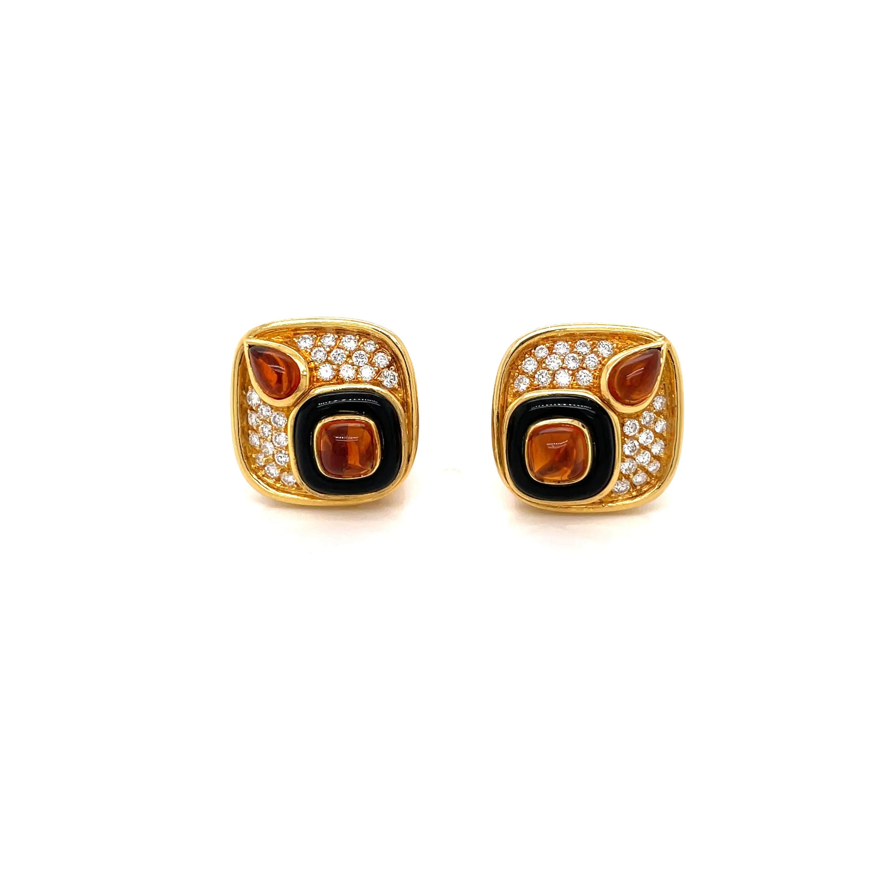 Marina B Diamond Citrine Onyx Gold Earrings