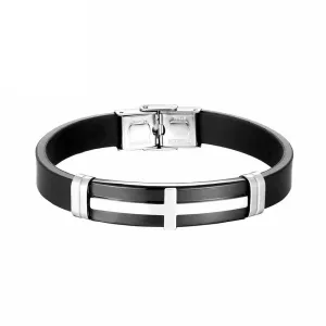 Men's Cross Bracelet <br> Silicone Silver