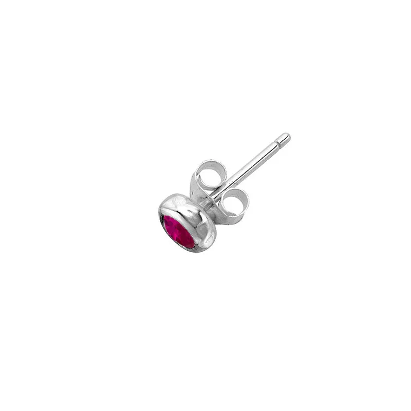 Men's Single 3mm Red Ruby Dewdrop Stud