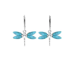 MILENA Baltic Amber & Turquoise Dragonfly Drop Earrings
