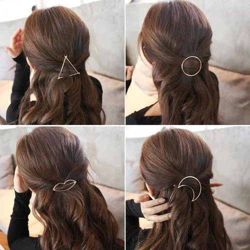 Minimalist Geometric Metal Barrette Hair Clip