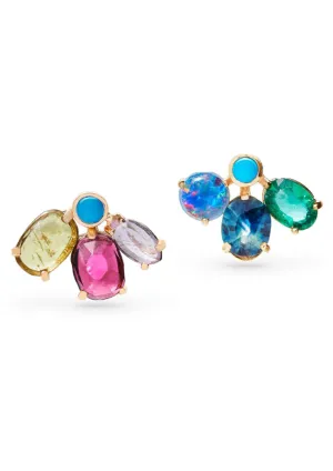 Mixed Gemstone Fan Earrings with Turquoise