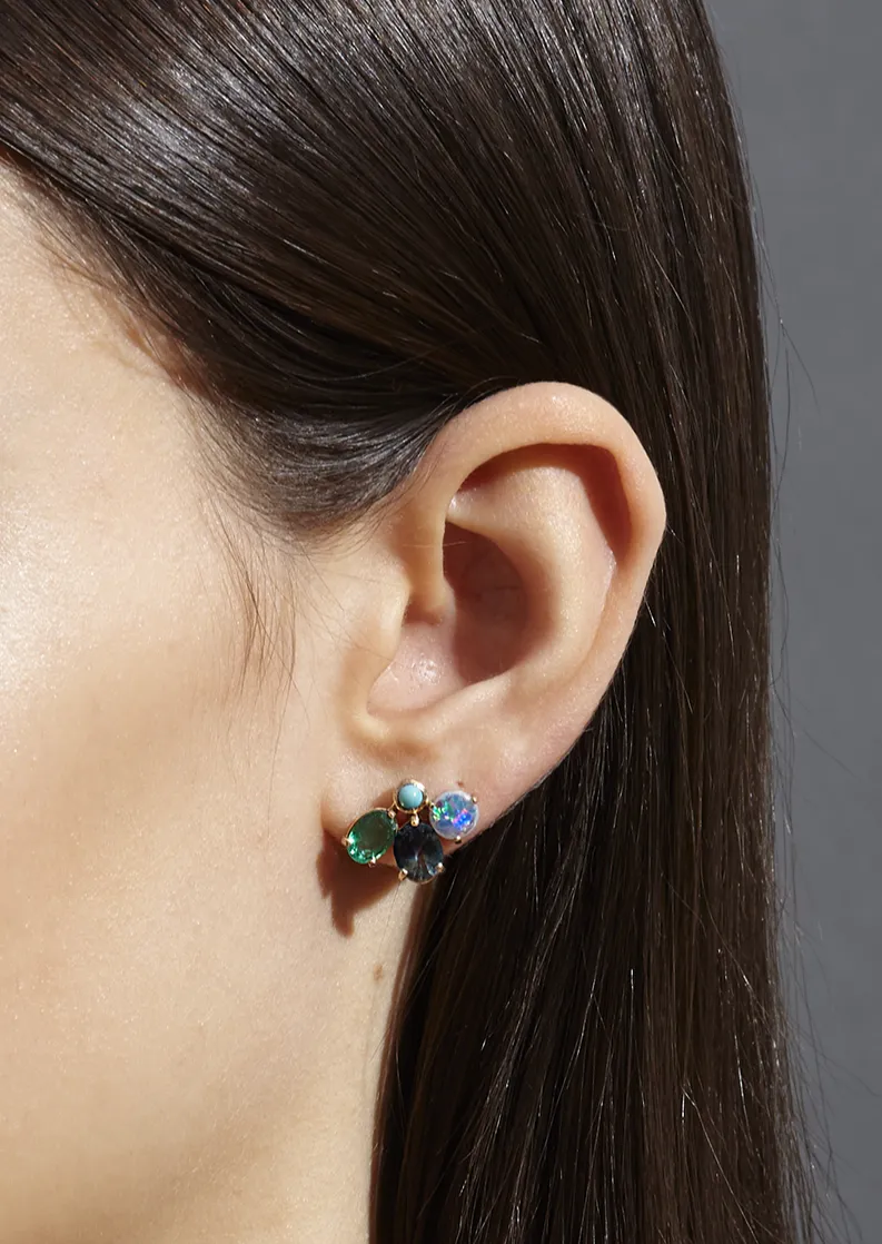 Mixed Gemstone Fan Earrings with Turquoise