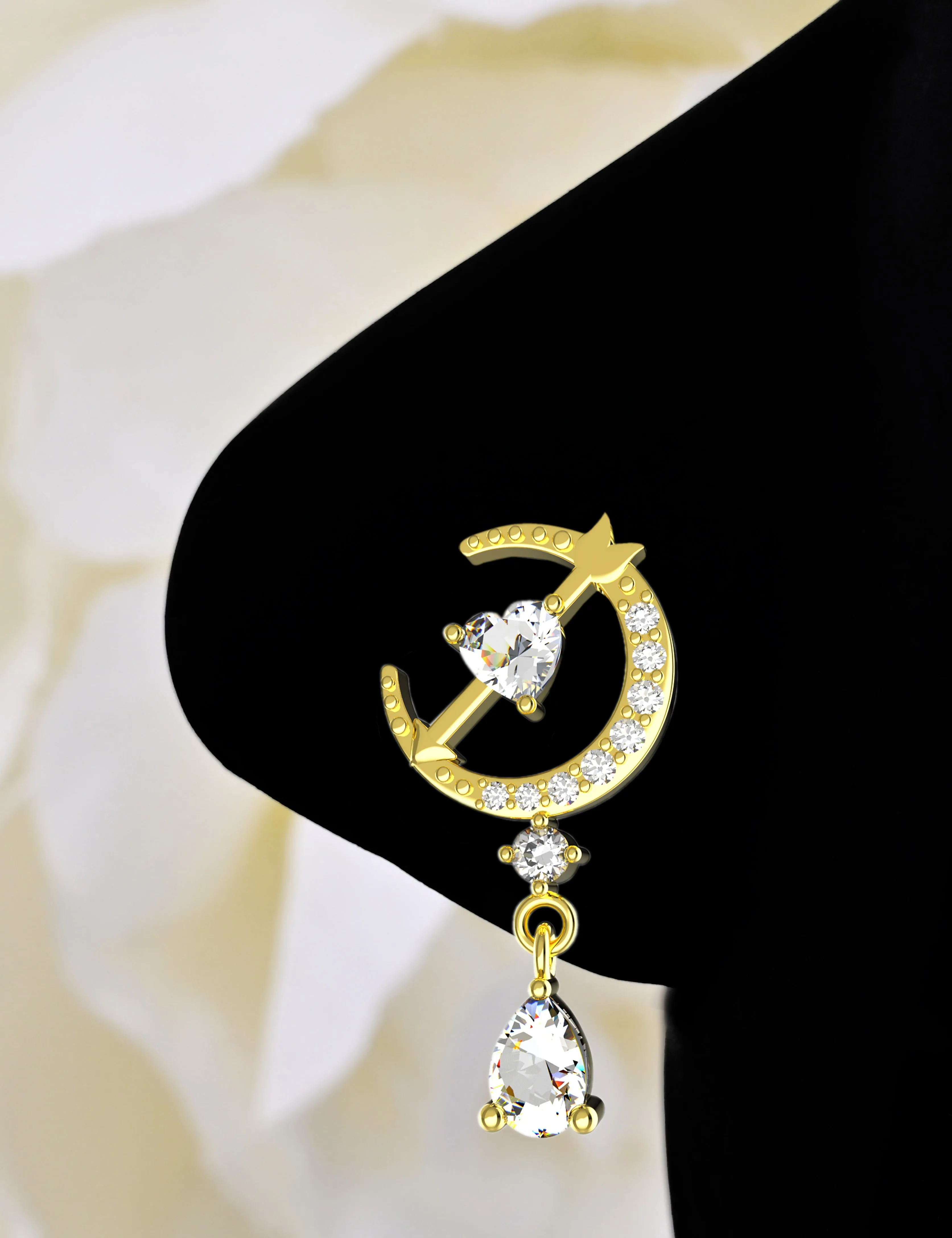 Moon Dangle Nose Ring – Gold Nose Piercing Diamond Nose Jewelry