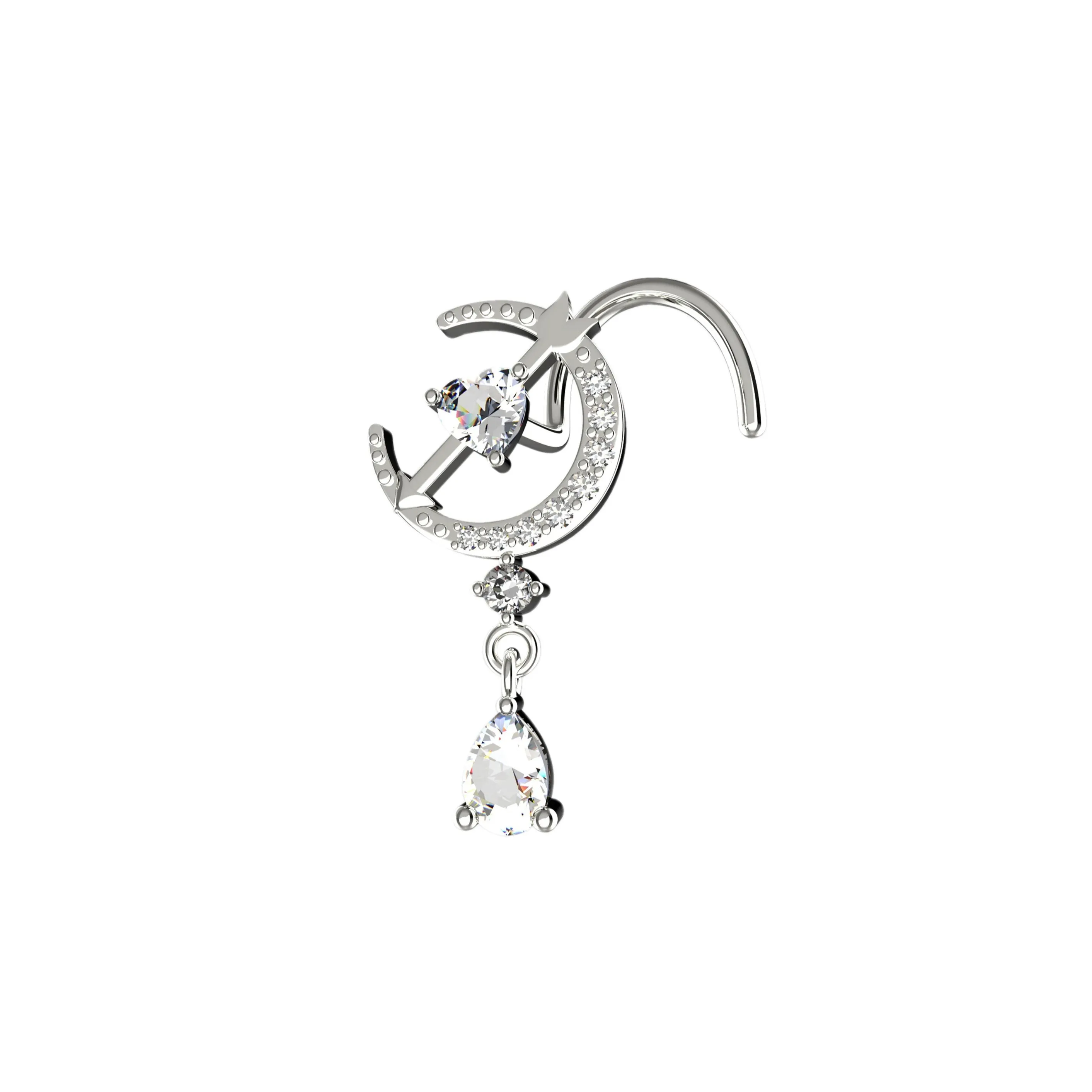 Moon Dangle Nose Ring – Gold Nose Piercing Diamond Nose Jewelry