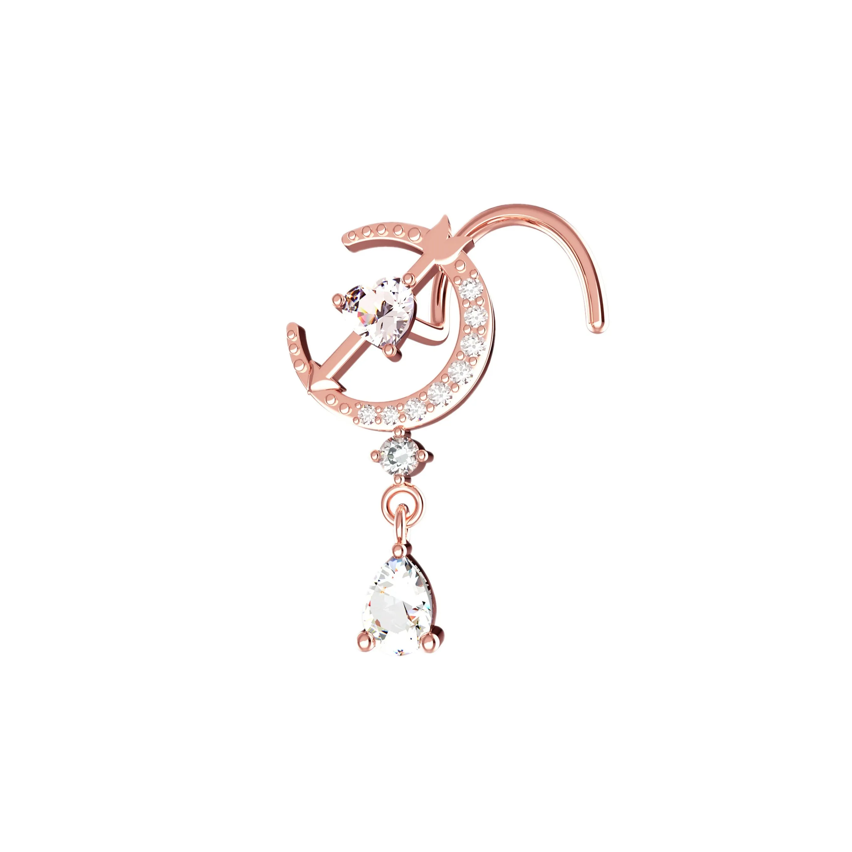 Moon Dangle Nose Ring – Gold Nose Piercing Diamond Nose Jewelry