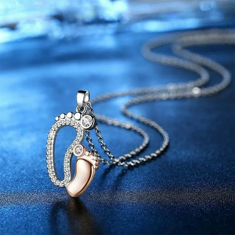 Mother and Child Footprints Necklace