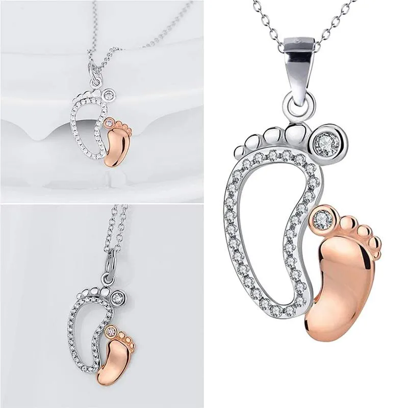 Mother and Child Footprints Necklace