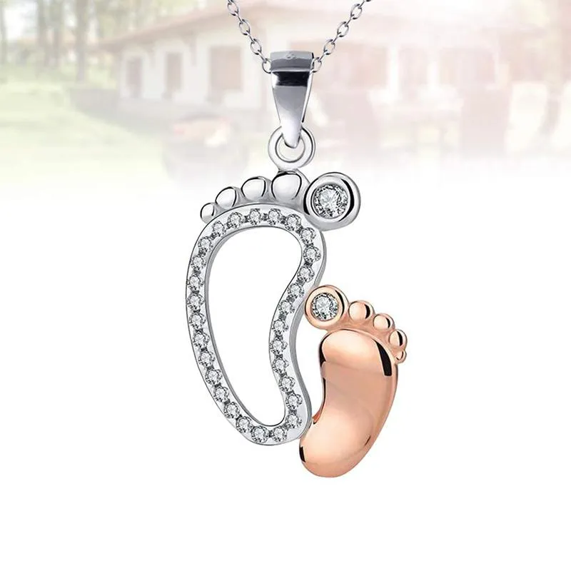 Mother and Child Footprints Necklace