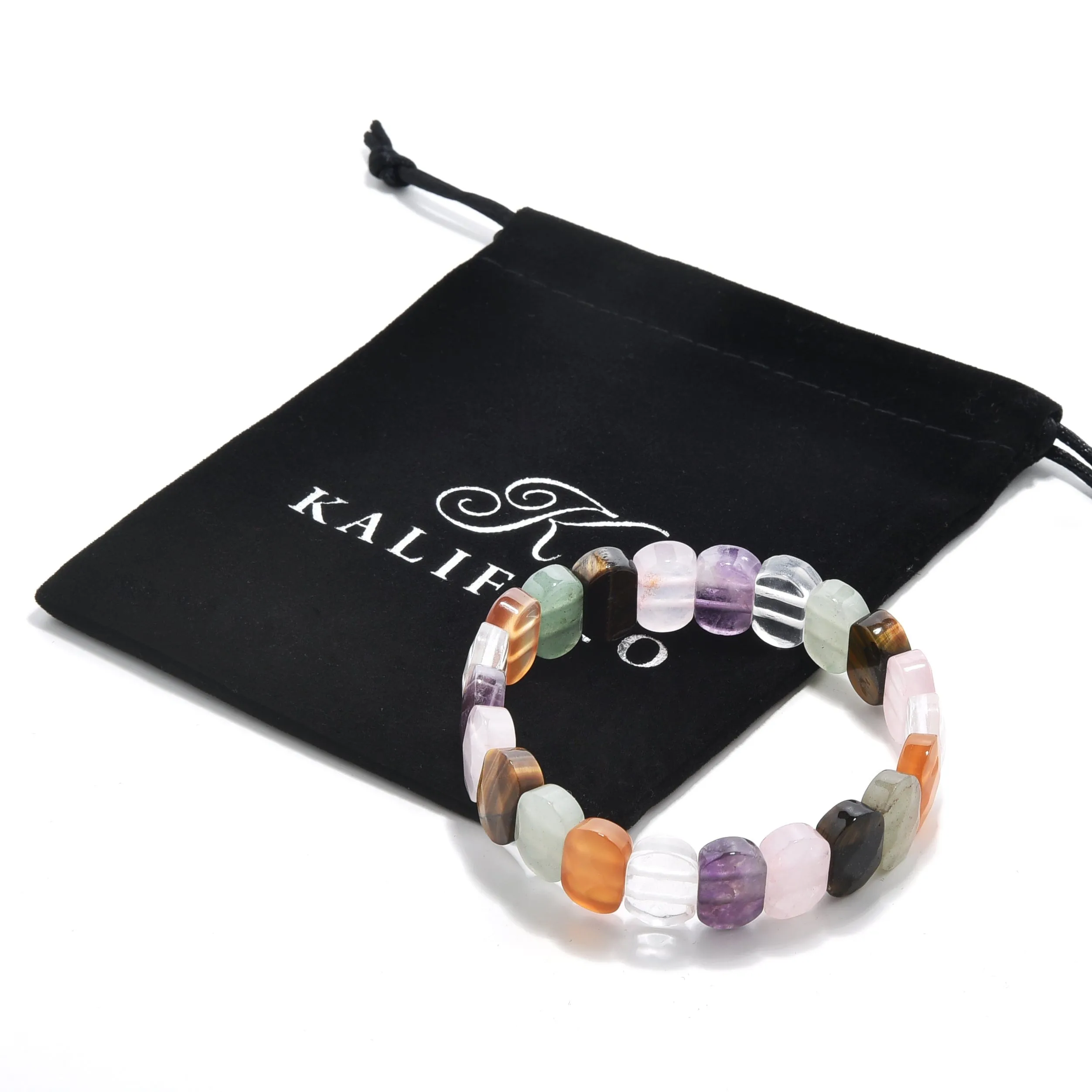 Multi Gemstone 14mm Beads Elastic Bracelet