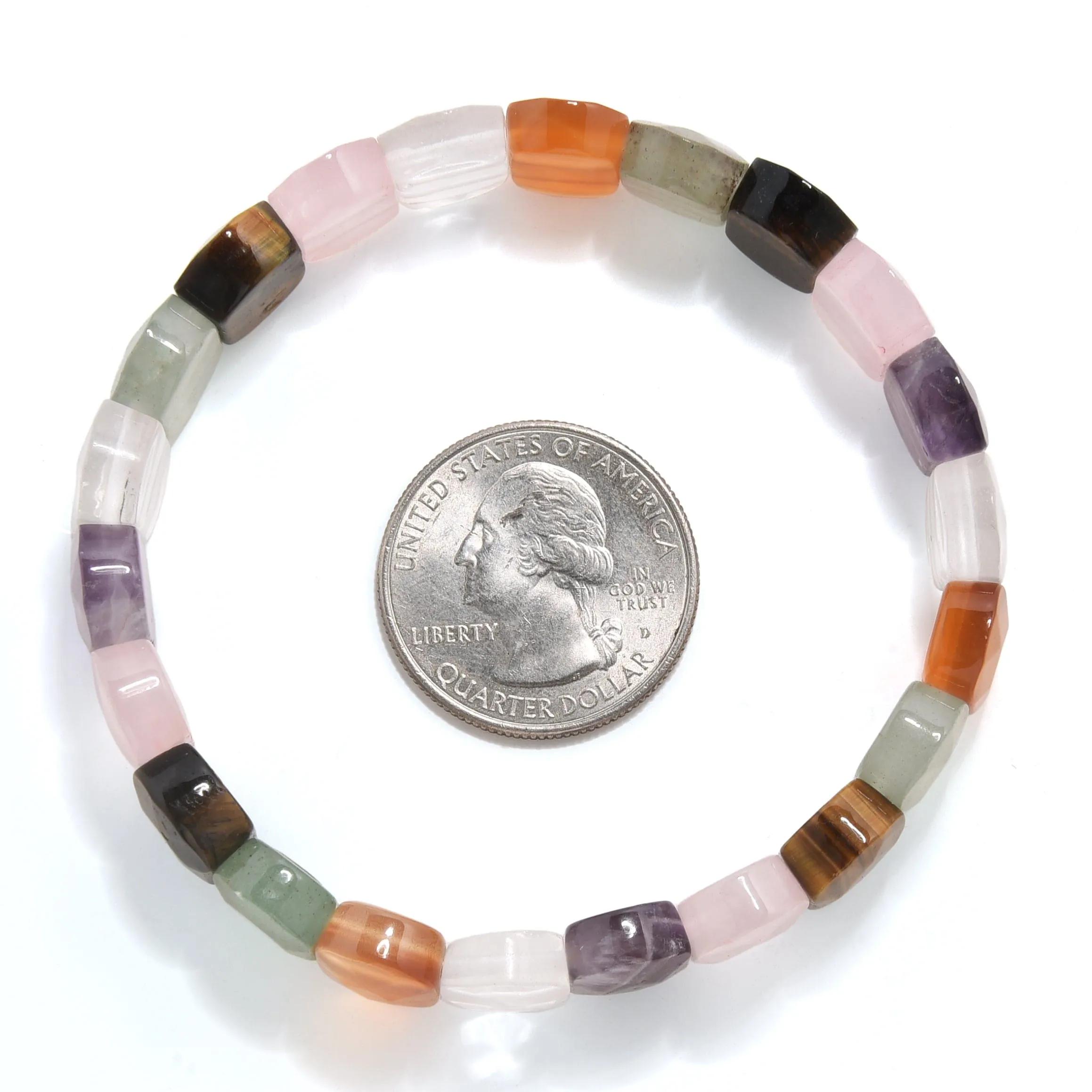 Multi Gemstone 14mm Beads Elastic Bracelet