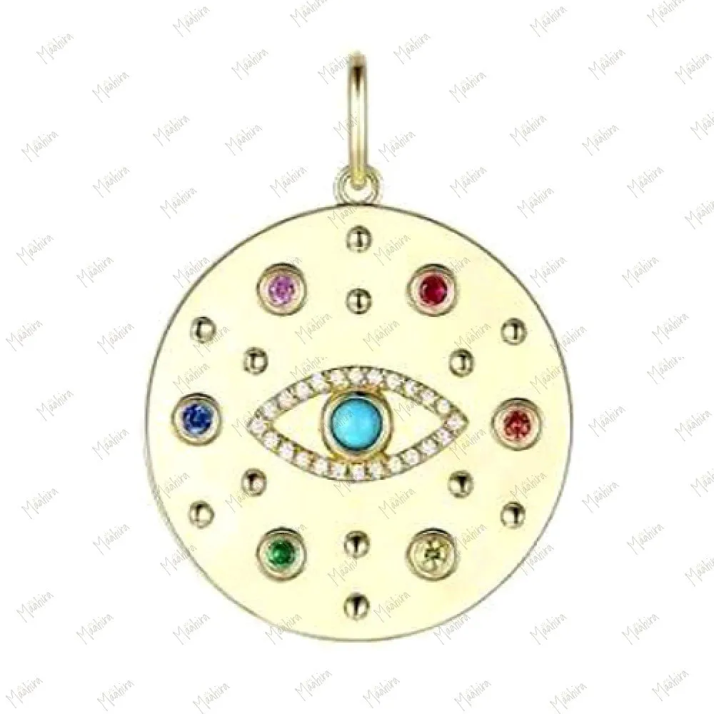 Multicolor Sapphire Star Burst Pendant 22mm