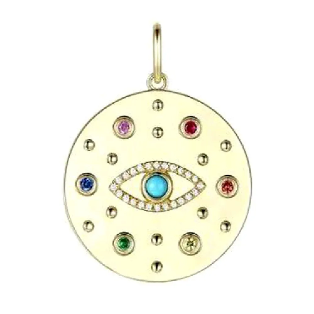 Multicolor Sapphire Star Burst Pendant 22mm