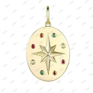 Multicolor Sapphire Star Burst Pendant 22mm