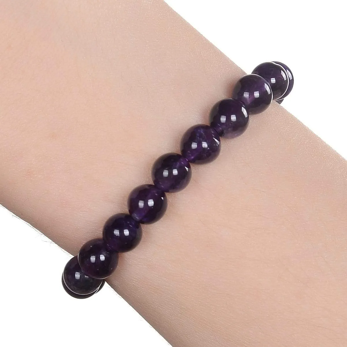 Natural Amethyst 6mm Gemstone Bead Bracelet