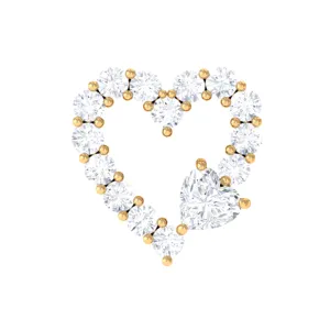 Natural Diamond Open Heart Earring for Second Hole Piercing