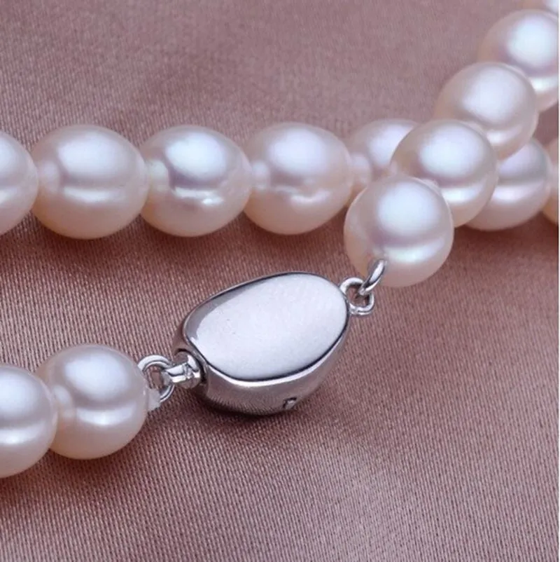 Natural freshwater pearl necklace 925 sterling silver clasp