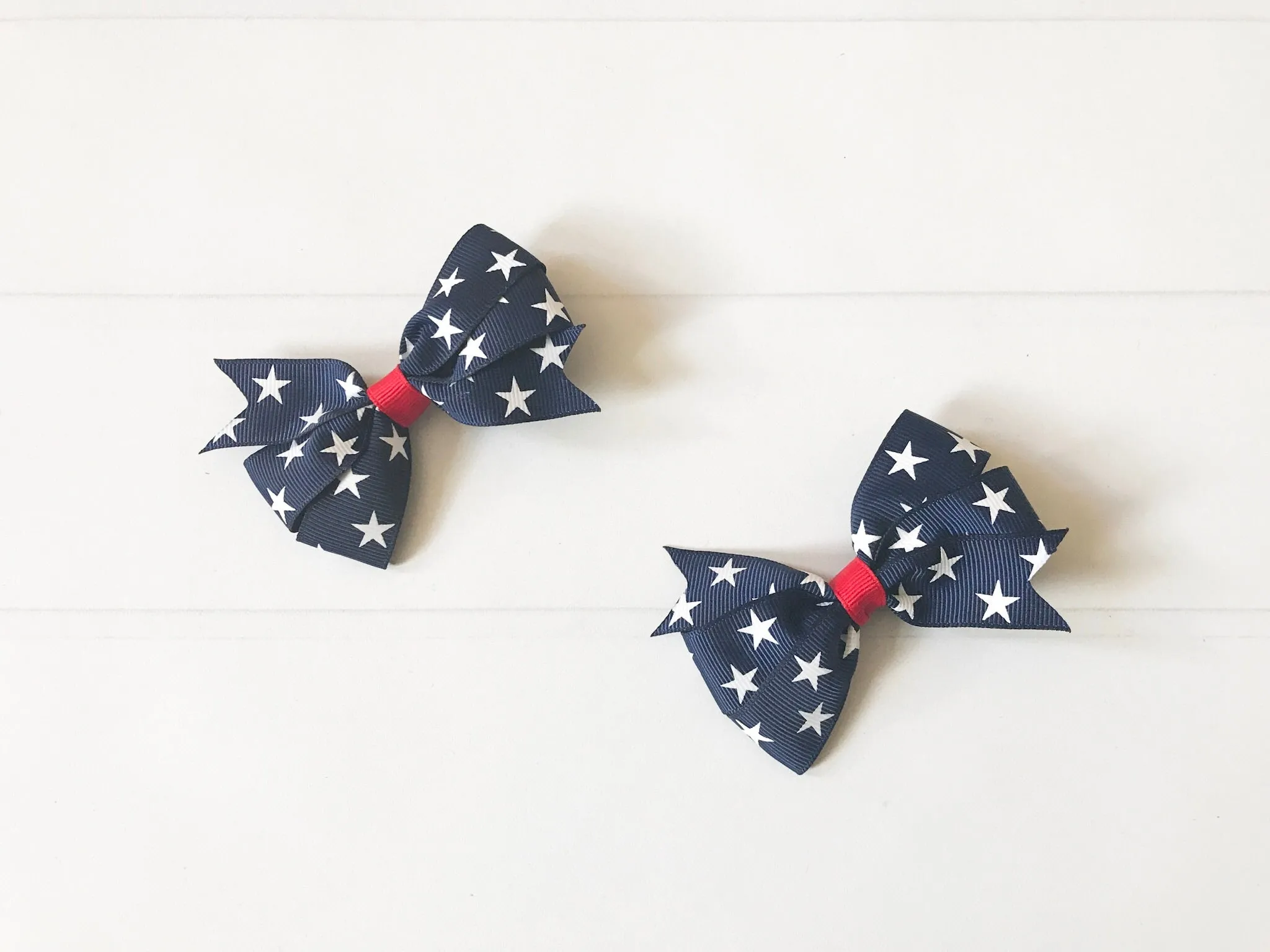 Navy Blue Patriotic Hair Bows I The Enchanted Magnolia