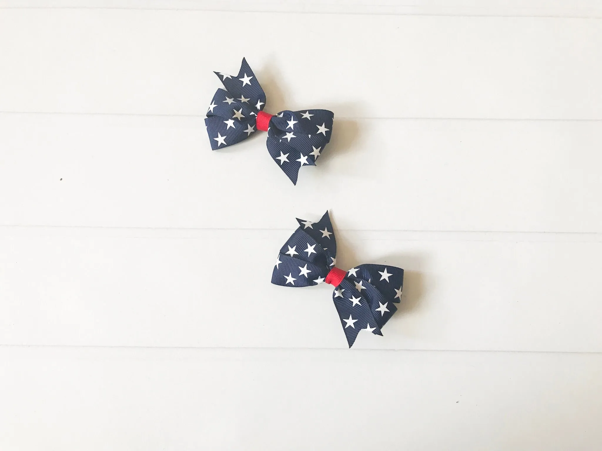 Navy Blue Patriotic Hair Bows I The Enchanted Magnolia