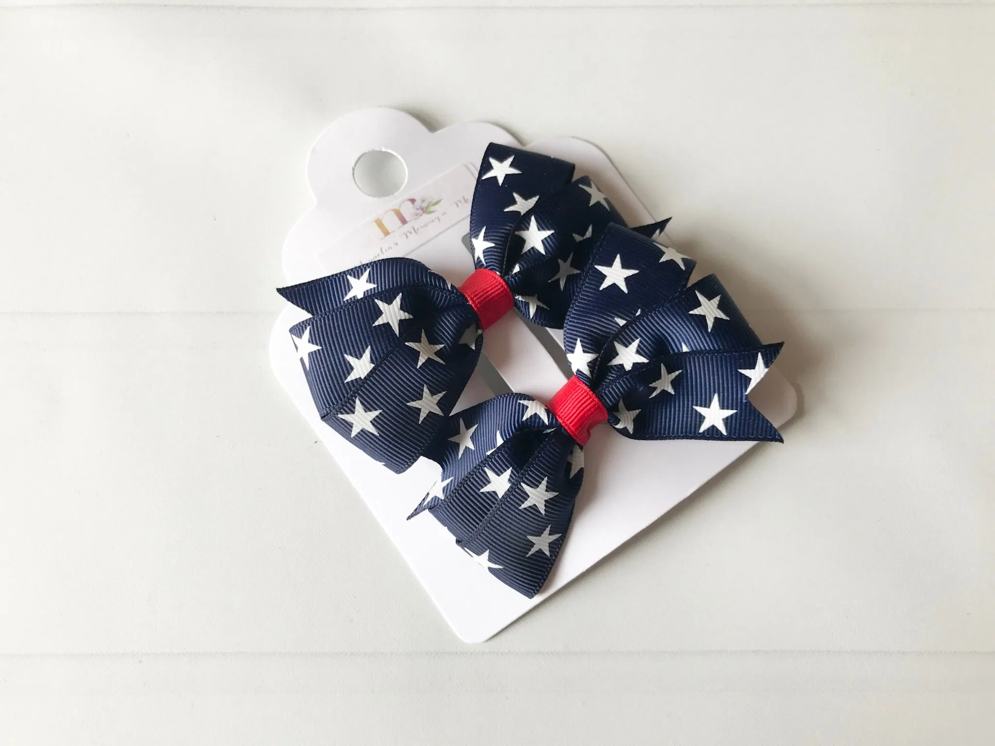 Navy Blue Patriotic Hair Bows I The Enchanted Magnolia