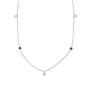 Necklace in White Gold with Diamonds and Sapphires