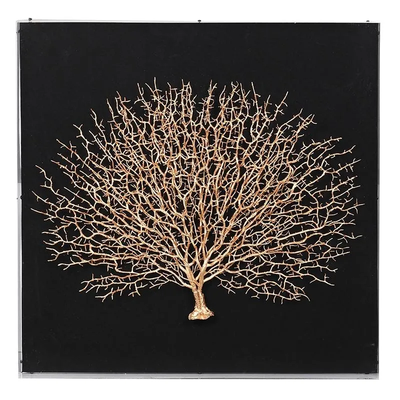 New England Gold Coral Effect Box Wall Art