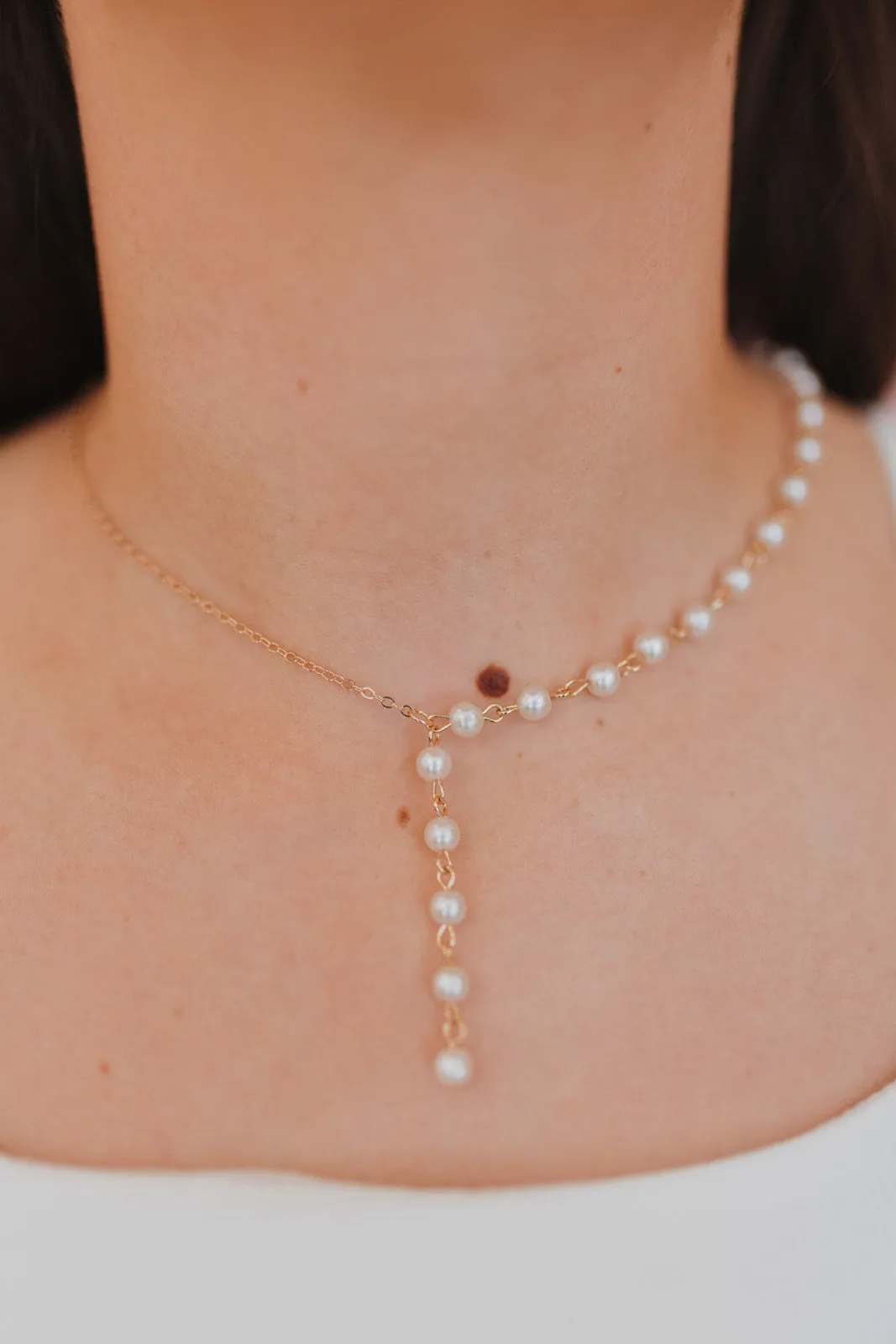 Nina Gold Pearl Y Necklace
