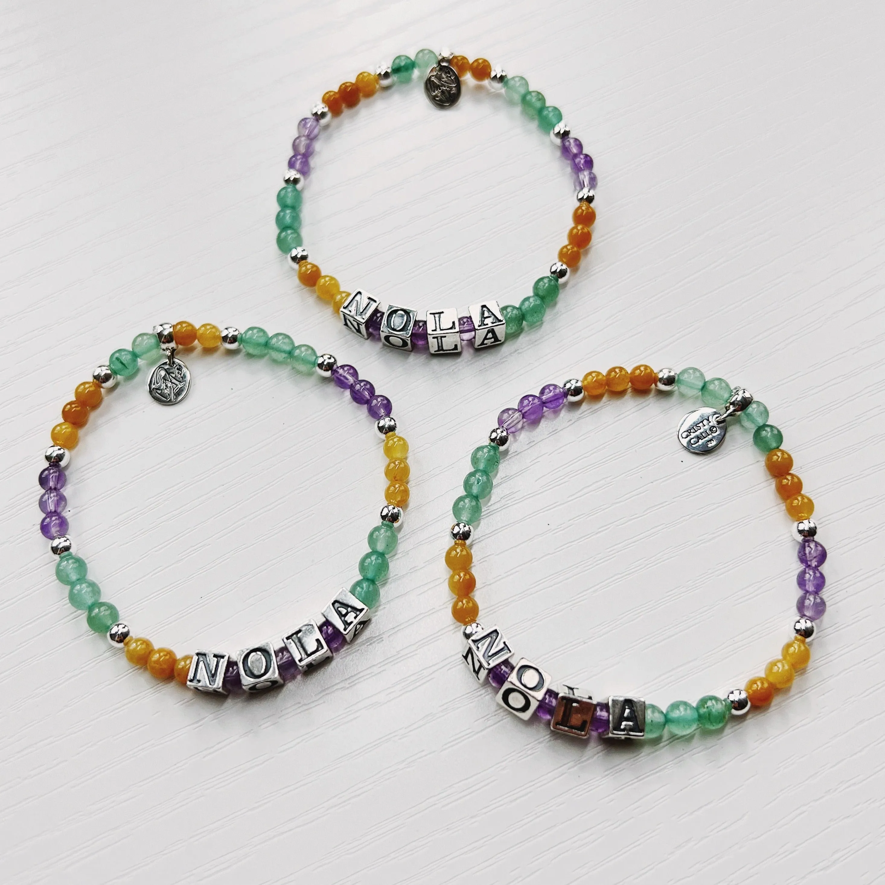 NOLA Mardi Gras Signature Gemstone Stretch Bracelet