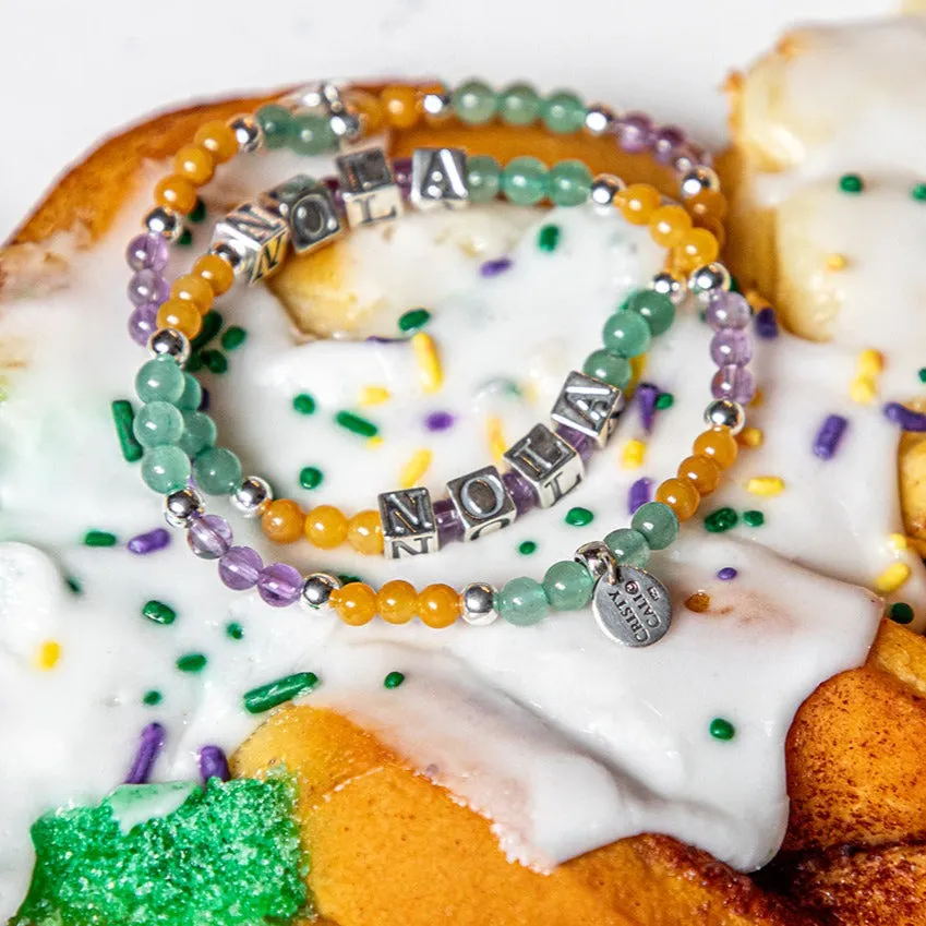 NOLA Mardi Gras Signature Gemstone Stretch Bracelet