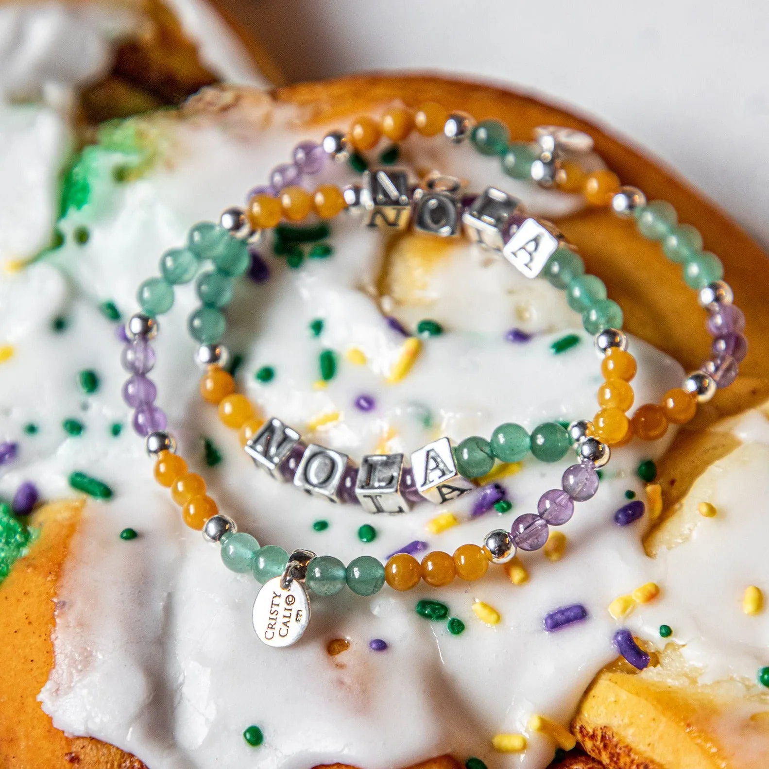 NOLA Mardi Gras Signature Gemstone Stretch Bracelet