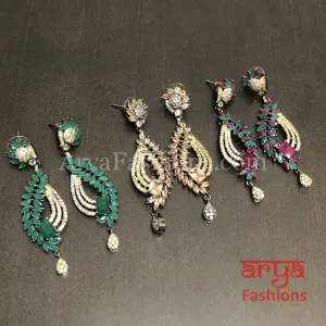 Nuvi Green/Champagne/Pink CZ Earrings