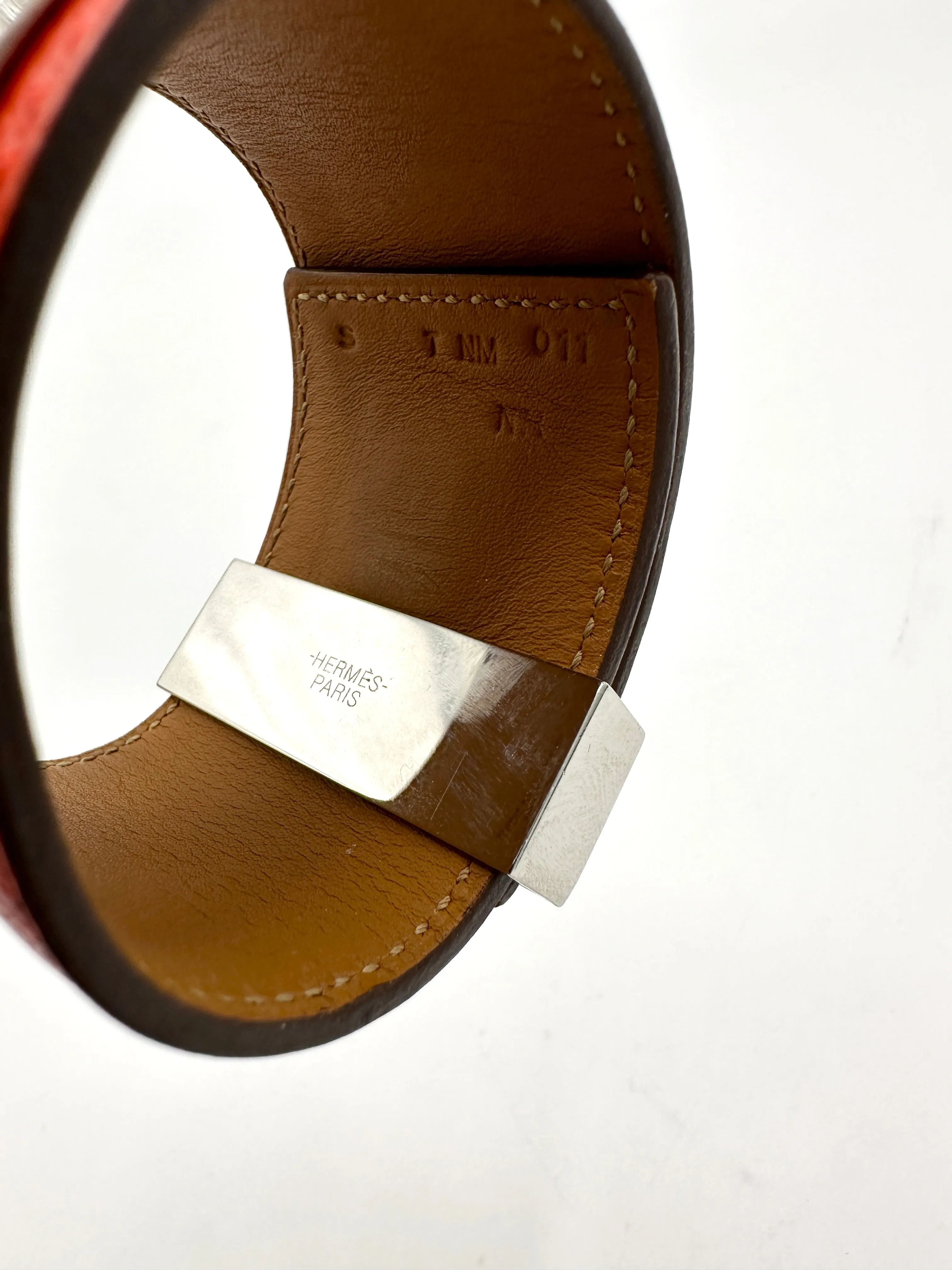 Orange Epsom Palladium HW Stud Bracelet