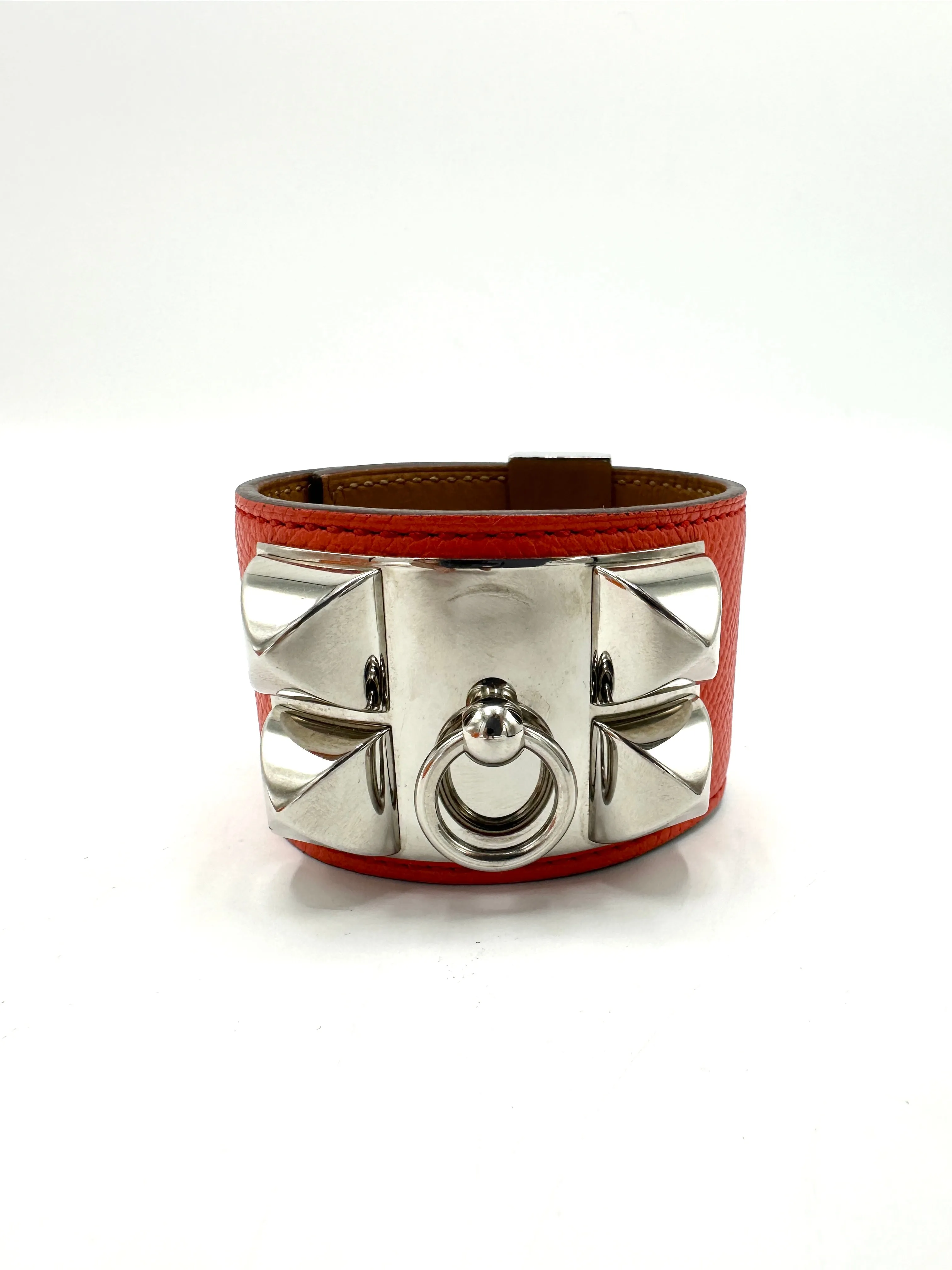 Orange Epsom Palladium HW Stud Bracelet