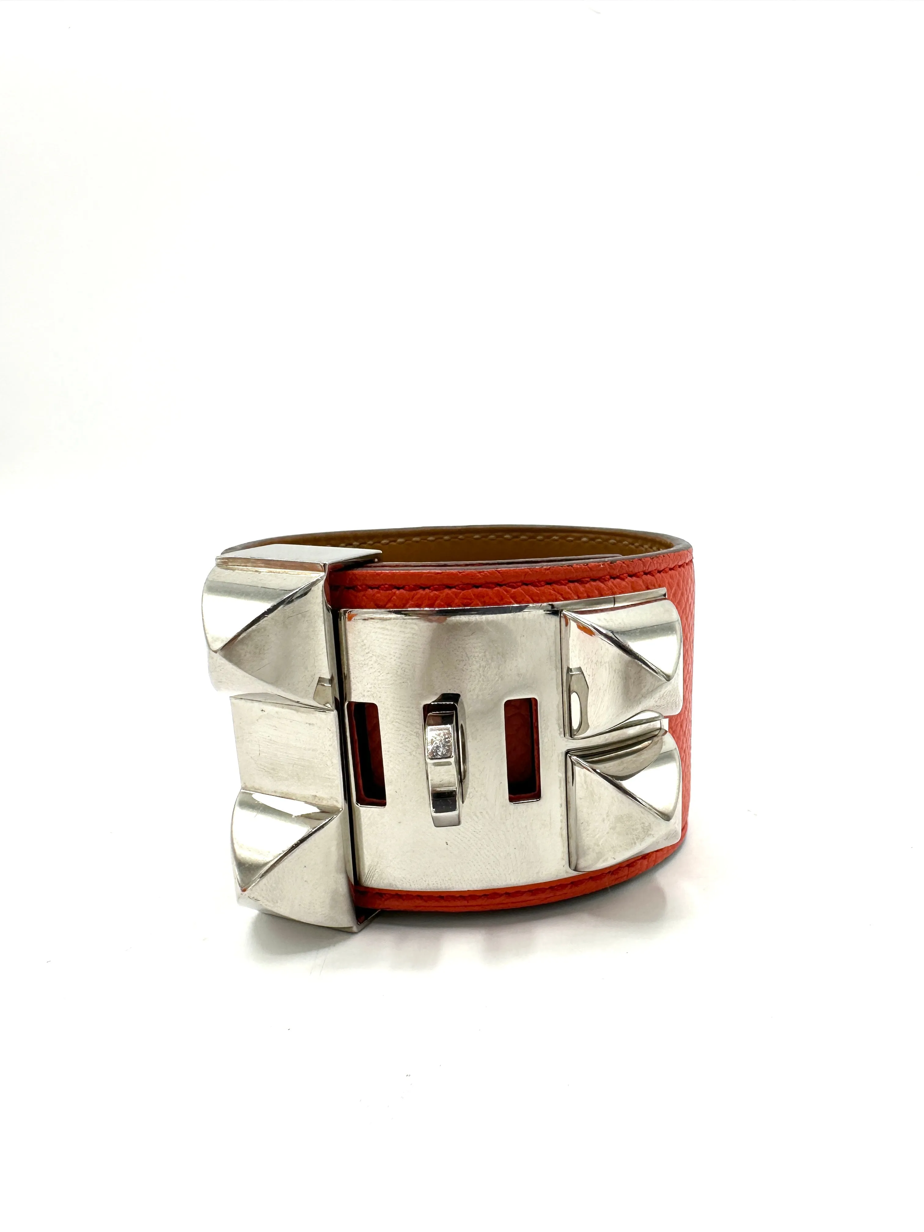Orange Epsom Palladium HW Stud Bracelet