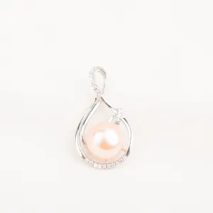 P010782 DIY 9-12mm Natural Freshwater pearl pendant accessory 925 sterling silver engagement jewelry necklace for women