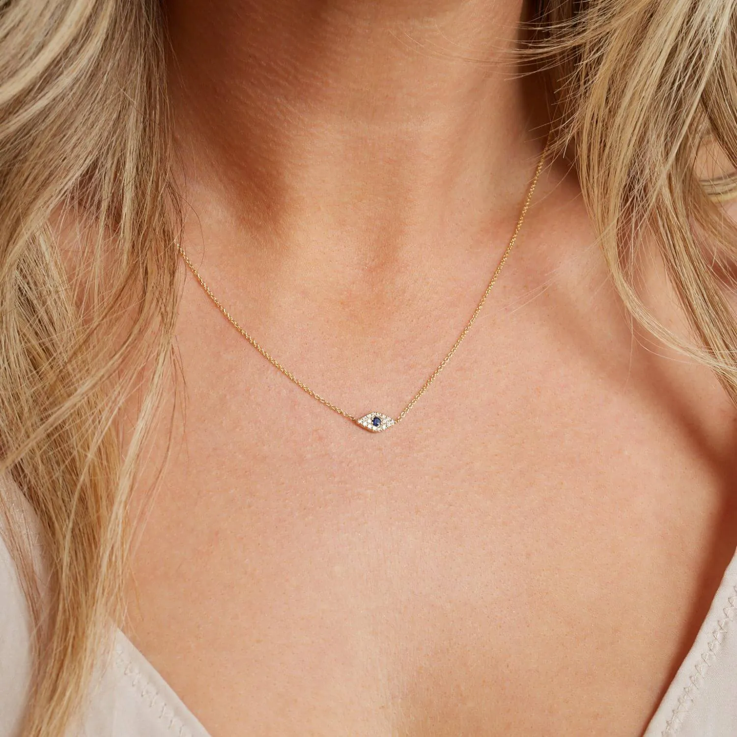 Pave Diamond Evil Eye Necklace