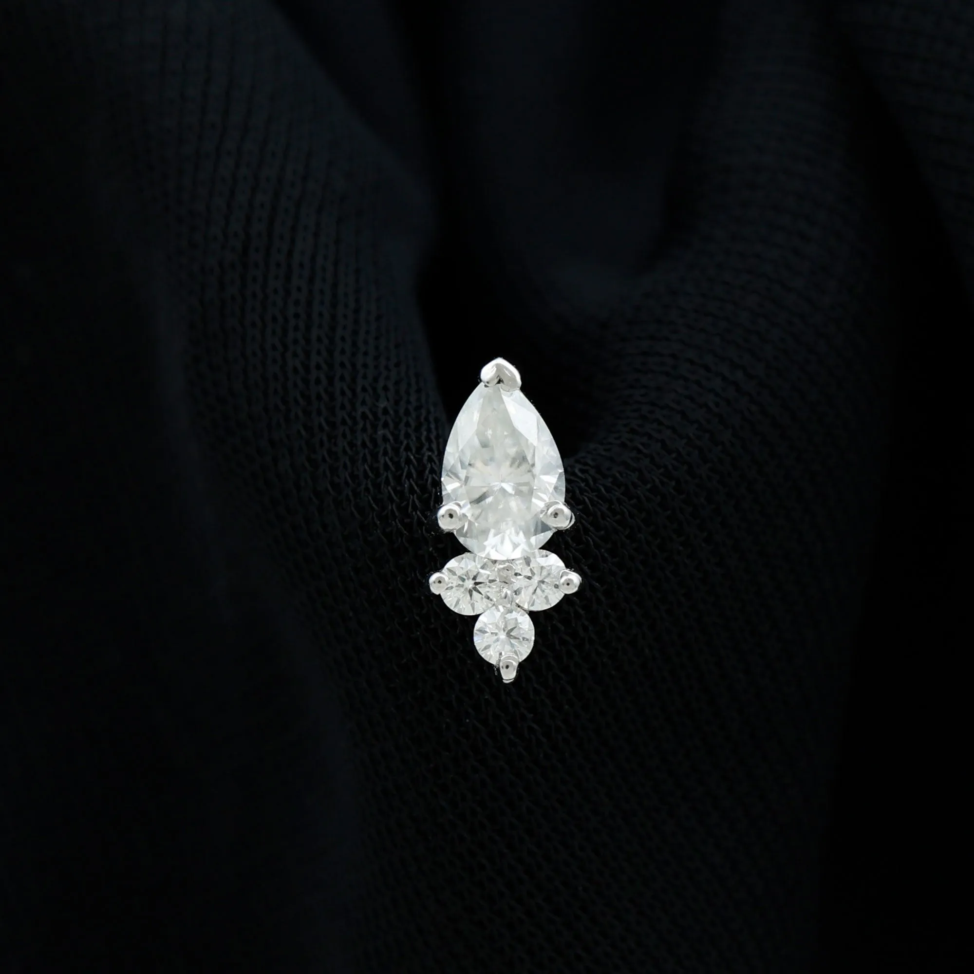 Pear Shape Diamond Cluster Earring for Helix Piercing