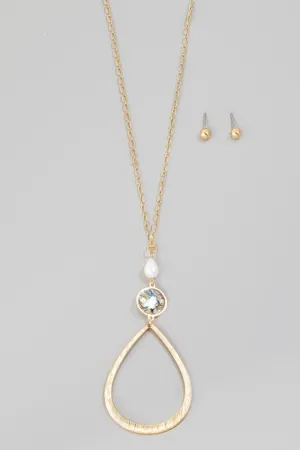 Pearl & Shell Teardrop Long Necklace