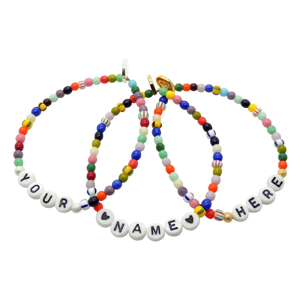 Personalised Name Balagan Glass Bead Bracelet