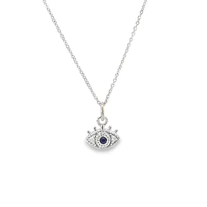 Petite Sapphire and Diamond Evil Eye Charm Necklace