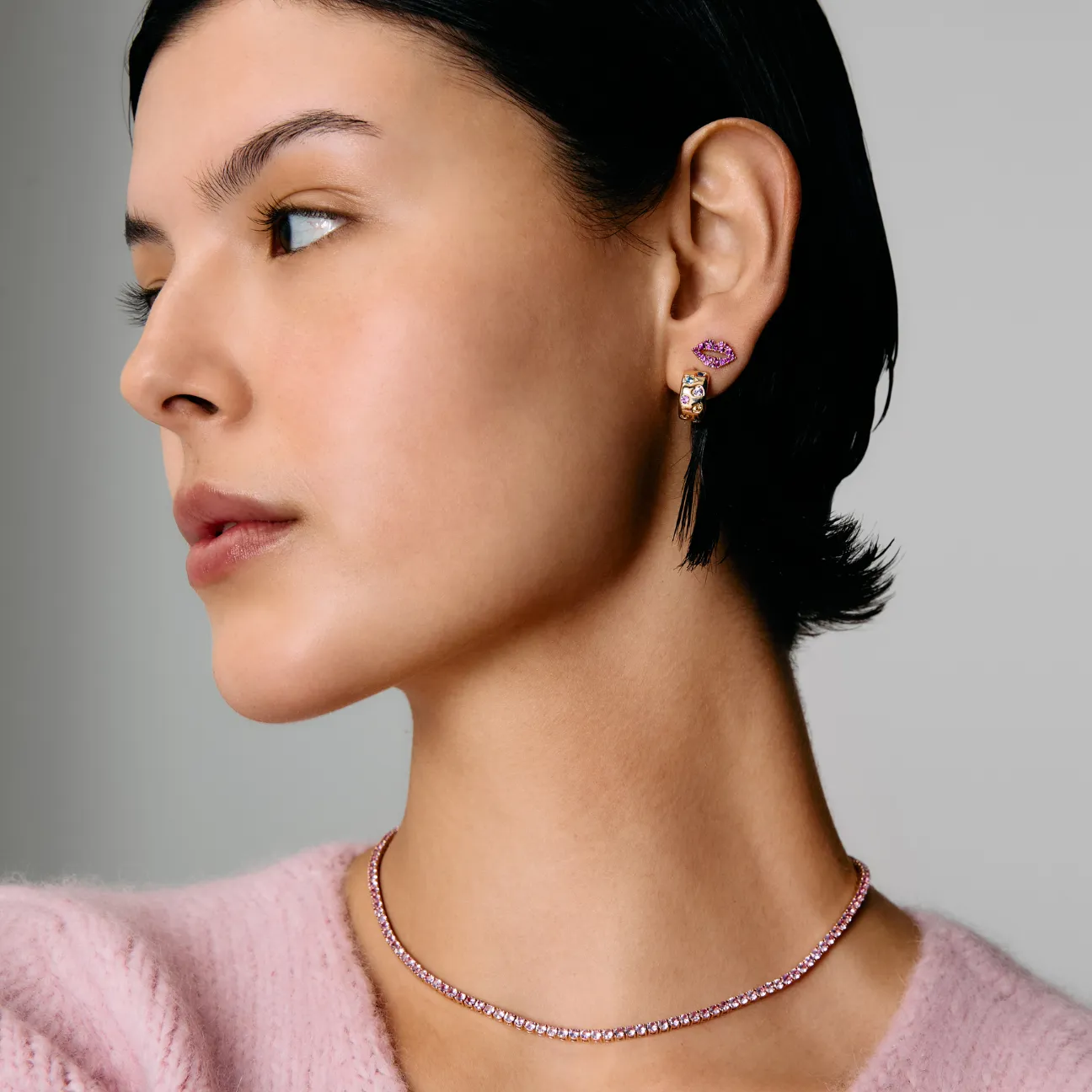 Pink Sapphire Tennis Necklace