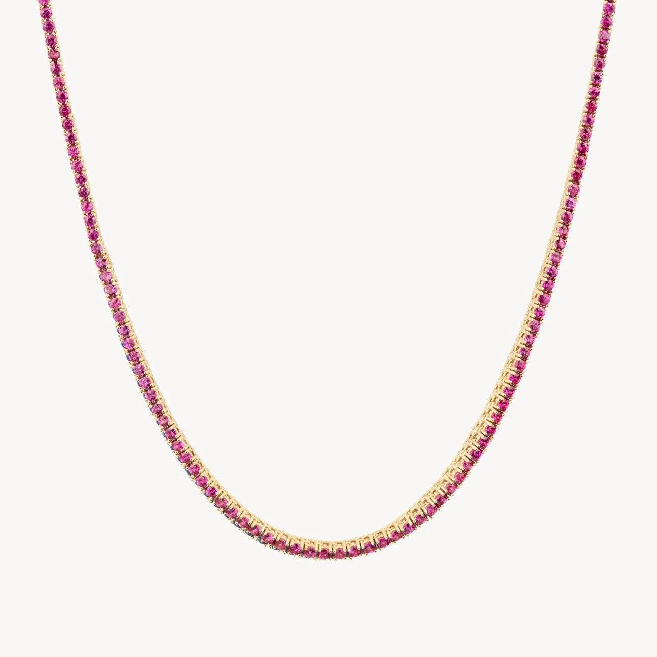 Pink Sapphire Tennis Necklace